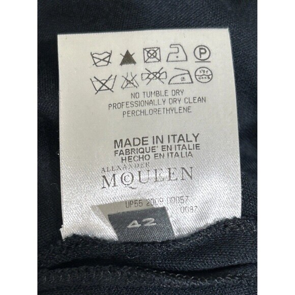 Designer Alexander McQueen Crew Neck Knee Length Navy Dress Size 42 US Size 6 - Picture 12 of 13